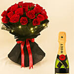 LED Rose Bouquet with Mini Moet Champagne