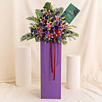 Blissful Mixed Flowers Purple Cardboard Stand