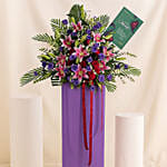Blissful Mixed Flowers Purple Cardboard Stand