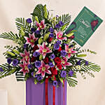 Blissful Mixed Flowers Purple Cardboard Stand