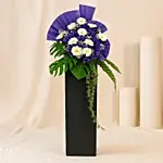 Rest In Heaven Condolence Mixed Flowers Black Stand