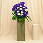 Rest In Heaven Condolence Mixed Flowers Grey Stand