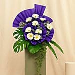 Rest In Heaven Condolence Mixed Flowers Grey Stand