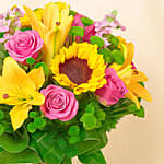 Sparkling Bunch of Flowers In Glass Vase