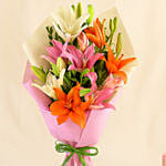 Attractive Mixed Asiatic Lilies Bunch