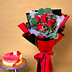 Red Roses N Chocolate Cake Surprise Combo