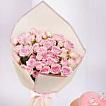 Romantic Pink Roses & Chocolate Heart Cake Combo