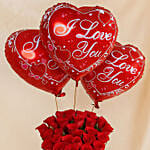 Romantic Roses with Heart Balloons Bouquet