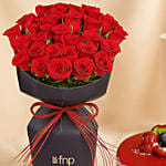 Romantic Valentine’s Roses With Cake Combo