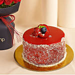 Romantic Valentine’s Roses With Cake Combo