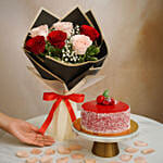 Roses and Mini Mousse Cake Combo