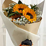 Sunflower Graduation Bouquet with Cute Teddy