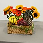 Sunflowers, Gerberas & Exotic Fruits Celebration Basket