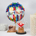 Birthday Chocolate Cake with Dried Flowers Dome