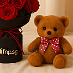 Valentine’s Premium Red Roses & Teddy Gift Combo