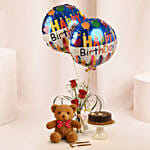 Birthday Surprise Combo with Roses, Cake, Teddy & Balloons