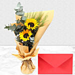 Bright Sunflower Bouquet with Greeting Card