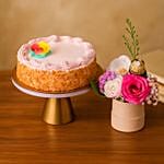 Butter Sponge Cake & Roses Gift Set with Ferrero Rocher