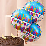 Classic Chocolate Cake with Balloons for Birthday Celebrations