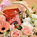 Elegant Flower Basket with Lindt Lindor Chocolates