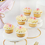 Flowers and Cupcakes Combo – Pink Blooms & Vanilla Treats