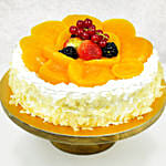 Flowers with Cake Bundle: Fruit Cake & Red Roses