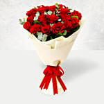 Flowers with Cake Bundle: Fruit Cake & Red Roses