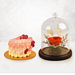 Forever Red Rose & Floral Heart Chocolate Cake Combo