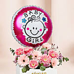 Fresh Flower Box with Baby Girl Balloon
