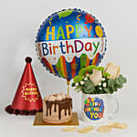 Fresh Roses with Printed Mug & Birthday Celebration Gift Set