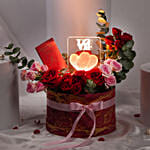 Love Valentine Roses with Chocolate Gift Box & LED Lamp
