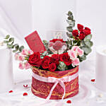 Love Valentine Roses with Chocolate Gift Box & LED Lamp