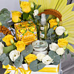 Luxury Tea & Spa Hamper with Fresh Roses N Chocolates