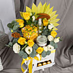 Luxury Tea & Spa Hamper with Fresh Roses N Chocolates