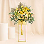 Graceful Mixed Flowers Golden Stand