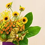Vibrant Mixed Flowers Red Stand