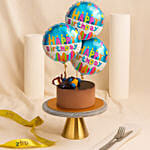 Tempting Chocolate Cake With Birthday Balloons