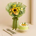 Pandan Ondeh Ondeh Cake and Sunbeam Bouquet