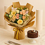Beloved - Mix Flowers Bouquet & Chocolate Mini Cake