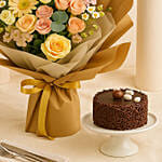 Beloved - Mix Flowers Bouquet & Chocolate Mini Cake