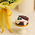 Cherished - Mix Blooms Bouquet & Blueberry Cheesecake