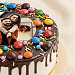 Chocolate Drip Mnm Photo Cake For Anniversary 6 Inches