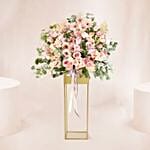 Blooming Pink Flowers Tripod Stand