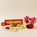 Festive Bloom Box with Snowskin Mooncake Box of 4 - Mid-Autumn Festival Gift Set
