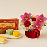 Festive Bloom Box with Snowskin Mooncake Box of 4 - Mid-Autumn Festival Gift Set