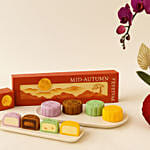 Mid-Autumn Snowskin Mooncakes Box of 4 with Phalaenopsis Orchid Gift Set