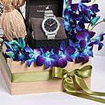Titan Watch Gift Tray for Him with Orchid