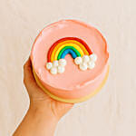 Rainbow on Pink Cake