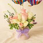 Flowers and Balloons Bouquet with Birthday Flair
