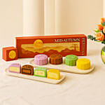 Mid-Autumn Snowskin Mooncake Box of 4 with Radiant Orange Flower Arrangement Gift Set